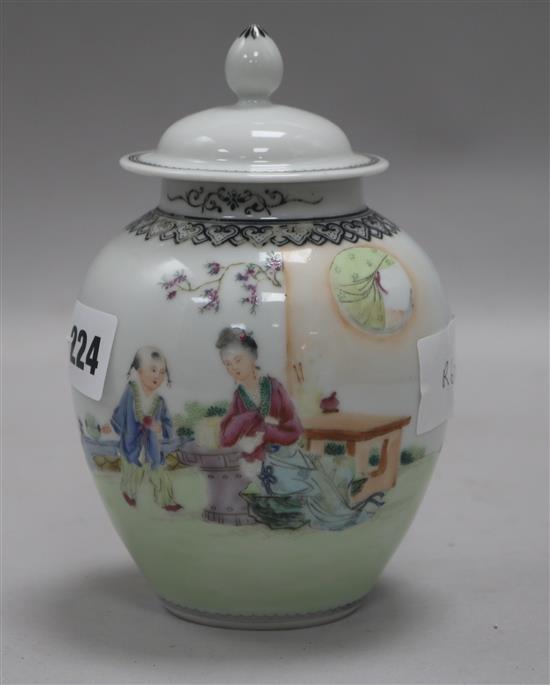 A Chinese famille rose jar and cover